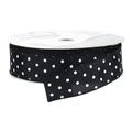 Berwick Offray DWI White Dots Wired Edge Ribbon-1-1/2 Wide X 50 Yards-Black Ribbon