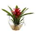 Nearly Natural 1535-R D 8 in. Tropical Bromeliad in Angled Vase Artificial Arrangement Red