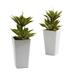 Nearly Natural Double Mini Agave with Planter - Set of 2