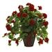 Nearly Natural Plastic 22 Geranium Artificial Plant with Decorative Planter Green/Red