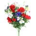40 Stems Artificial Full Blooming Lily Rose Bud Carnation & Mum with Greenery Mixed Flower Bush - Red White & Blue
