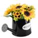 Artificial Flower Daisy Pot Potted Plants Sunflower Black Kettle Wrought Small Decoration Iron With Pots Ornaments