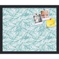 PinPix 21x17 Custom Cork Bulletin Board White Aqua Poster Board Has a Fabric Style Canvas Finish Framed in White Aqua by ArtToFrames (PinPix-1876)