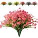 4 Bundles Artificial Daisy Flowers Outdoor UV Resistant Flowers Shrubs Plastic Mums Flowers Fake Daisies for Wedding Cemetery Porch Window Planter Indoor Decor (Pink)