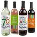 Big Dot of Happiness 70th Birthday - Cheerful Happy Birthday - Colorful Seventieth Birthday Party Decor- Wine Bottle Label Stickers - Set of 4