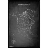 Chalk Map - North America Laminated & Framed Poster Print (22 x 34)