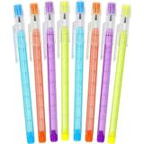 Enday Stackable Pencils for Kids Cool Pencil with Matching Erasers Multicolor Pack of 8