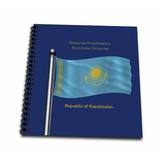 3dRose The flag of Kazakhstan on blue background with Republic of Kazakhstan in English Russian and Kazakh - Memory Book 12 by 12-inch