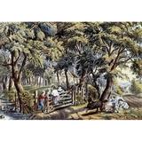 Old Farm Gate Poster Print by Currier and Ives (10 x 14)