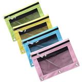 3 Ring Pencil Pouch Bulk Pencil Pouches for 3 Ring Binders 3 Holes Cloth Zippered Pouches for Storing School and Office Supplies Clear Pencil Pouch Case