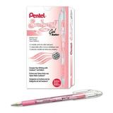 Pentel Sunburst Metallic Gel Pen 0.8mm Tip Writes 0.4mm Line Pink/Transparent Barrel Pink Ink Box of 12 (K908-MP)