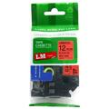 LM Tapes replacement for Brother PT-D200 1/2 (12mm 0.47 Laminated) Black on Red Compatible TZe P-touch Tape for use in Ptouch PTD200 Label Printer with FREE Tape Guide Included