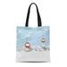 SIDONKU Canvas Tote Bag Blue Red Ski Lift Gondolas Moving in Snow Mountains Durable Reusable Shopping Shoulder Grocery Bag