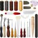 Irfora 31Pcs Leather Sewing Tools DIY Leather Craft Hand Stitching Kit with Groover Awl Waxed Thimble