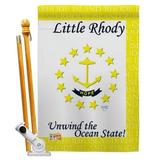 Breeze Decor BD-SS-HS-108142-IP-BO-D-US13-BD 28 x 40 in. Vertical Rhode Island Americana States Impressions Decorative Double Sided House Flag Set with Pole & Bracket Hardware