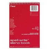 6PK Mead 43082 Spell Write Wirebound Steno Book Gregg Rule 6 x 9 White 80 Sheets