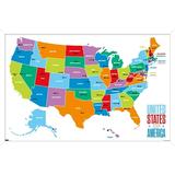 Map - United States of America 2022 Wall Poster 22.375 x 34 Framed