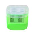 iOPQO Pen Two-hole Pencil Sharpener Rotating Planer Sharpener Student Stationery square sharpener pencil sharpener green Green