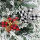 Ludlz Christmas Glitter Poinsettia Flowers Decorative Artificial Flowers for Christmas Wreath Christmas Tree Ornaments Workmanship Decorative Plastic Red Black Plaid Christmas Flower