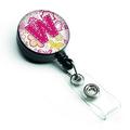 Carolines Treasures CJ2005-WBR Letter W Flowers & Butterflies Pink Retractable Badge Reel