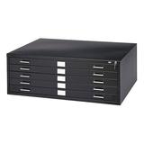 Safco 5 Drawer Metal Flat Files Cabinet for 24 x 36 Documents in Black