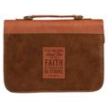 Christian Art Gifts Classic Faux Leather Bible Cover for Men & Women: Stand Firm in the Faith - 1 Corinthians 16:13 Inspirational Bible Verse for Book Storage Travel Church Two-tone Brown Large