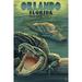 Orlando Florida Alligators (16x24 Giclee Gallery Art Print Vivid Textured Wall Decor)