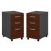 Home Square 3 Drawer Mobile Filing Cabinet Set in Hansen Cherry (Set of 2)