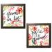 Gango Home Decor Contemporary Bloom to Remember I & Bloom to Remember II by Kristy Rice (Ready to Hang); Two 12x12in Brown Framed Prints