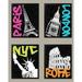 4 Neon Graffiti World Cities Pop Art Paris London New York Rome 8x10; Four 8x10-Inch Black Framed Fine Art Prints; Ready to hang!