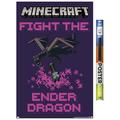 Minecraft - Fight The Ender Dragon 22.37 x 34 Poster by Trends International