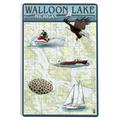 Walloon Lake Michigan Nautical Chart (12x18 Aluminum Art Indoor Outdoor Metal Sign Decor)