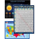 Multiplication Chart USA United States Map Solar System Poster - Laminated Educational Posters 14x19.5 in - for Elementary Classroom Decorations and Teacher Supplies(Multiplication Chart)