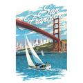 San Francisco California Golden Gate Bridge and Sail Boat (12x18 Wall Art Poster Room Decor)