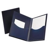 Poly Double Stuff Gusseted 2-Pocket Folder 200-Sheet Capacity 11 X 8.5 Navy | Bundle of 2 Each