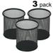 3 Pack Pen Holder Metal Mesh Pencil Holders Round Shaped Pen Holders for Desk Office Wire Mesh Container Pen Organizer Black