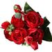 5PCS/ Bunch Of Artificial Roses Red with Stems Open Silk Roses Velvet Roses Wedding Roses for Floral Arrangement Home Accent