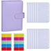 Antner A6 PU Leather Binder Cover with 12PCS A6 Binder Pockets Loose Leaf Bags 6 Ring Binder Cash Budget Envelopes System Purple