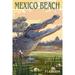 Mexico Beach Florida Alligator and Baby (36x54 Giclee Gallery Art Print Vivid Textured Wall Decor)