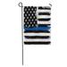 LADDKE American Flag Thin Blue Line Aged Monochrome Gamut Black Garden Flag Decorative Flag House Banner 12x18 inch