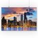 Chicago Skyline at Dusk Photography A-90303 (16x24 Giclee Gallery Print Wall Decor Travel Poster)