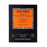 Arches Watercolor Pad 9x12-inch - Natural White 100% Cotton Paper - 12 Sheet Arches Watercolor Paper 140 lb Rough Pad - Arches Art Paper for Watercolor Gouache Ink Acrylic and More