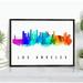 Pera Print Los Angeles Skyline California Poster Los Angeles Cityscape Painting Unframed Poster Los Angeles California Poster California Home Office Wall Decor - 36x48 Inches