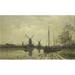 Waterway Near The Baarsjes Amsterdam By Jan Hillebrand Wijsmullerm 1880-1901 Dutch Painting Oil On Canvas. Three Windmills Near The Waterfront (Bsloc_2016_2_25) Poster Print (36 x 24)