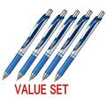 4Set of 5 Pens X Pentel EnerGel Deluxe RTX Retractable Liquid Gel Pen - 0.7mm -Fine Line-Metal Tip-Blue Ink/Total 20 Pens Se