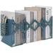 Expandable Metal Bookends Adjustable Book Ends with Detachable Pen Container(Blue)
