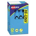 Avery HI-LITER Desk-Style Highlighters Light Blue Ink Chisel Tip Light Blue/Black Barrel Dozen