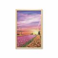 Nature Wall Art with Frame Tulip Fields and Windmills in European Landscape with a Sunset Sky View Printed Fabric Poster for Bathroom Living Room 23 x 35 Orange Pink Purple by Ambesonne