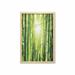 East Wall Art with Frame Bamboo Forest with Morning Sunlight Sun Beams Through Trees Jungle Scene Printed Fabric Poster for Bathroom Living Room 23 x 35 Lime Green Yellow by Ambesonne