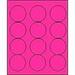 2 1/2 Round Fluorescent Pink Labels for Laser Printers Inkjet Printers or Copier Machines. (GLC250FP